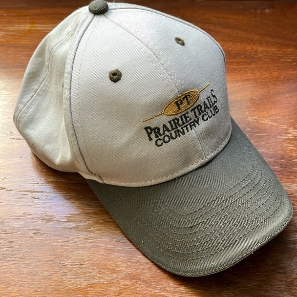 Town Talk Prairie Trails Country Club tan and green Velcro strap one size hat - Picture 1 of 7